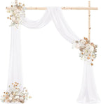 White Wedding Arch Draping Fabric 4 Panels 29" x 20 FT White Drapes for Backdrop Sheer Curtains Wedding Drapes for Romantic Bridal Baby Shower Ceremony Birthday Party Fall Outdoor Events