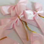 50pcs 3.5" Double Face Satin Pink Bows with Twist Ties Bows Wine Bows Tie with Fish Tail Cutting (Pink)