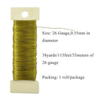 HAHIYO 26Gauge Golden Metal Floral Wire - 1 Roll, 38 Yards (115 Feet) - Flexible Paddle Wire for Craft, Christmas Wreath, Flower Arrangement, Bouquet Wrapping, Wedding, DIY