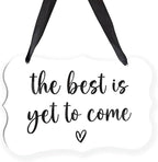 Acrylic Wedding Sign, Ring Bearer Sign, Rustic Wedding Decor Signs, Acrylic Wall Art With Ribbon for Chairs Weddings Decoration and Event Party - The Best is Yet to Come (White)