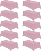 VidaFete Tablecloth 10 Pack 90 * 132inch Rectangle Table Cloth Polyester, Stain Wrinkle Resistant Polyester Dining Table Cover for Kitchen Dinning Party Wedding Rectangular Buffet Decoration(Pink)