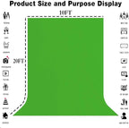 10x20FT Large Green Screen Backdrop Solid Color Photography Background Studio Photo Props