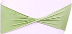 MDS Pack of 75 Spandex Chair Sashes Bows Elastic Stretch Dining Chair Bands Ties Without Slider Buckle Universal fits for Wedding Baby Shower Birthday Party Banquet Event Decoration - Sage Green