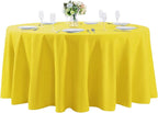 120 inch Round Tablecloth Washable Polyester Table Cloth Decorative Table Cover for Wedding Party Dining Banquet（120 inch,Yellow）