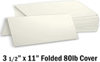Hamilco Blank Tent Name Place Table Cards 3 1/2" x 11" Folded Card Stock - Cream Cardstock Paper 80lb Cover - 100 Pack