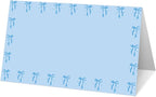 25 Bow Place Cards for Table Seating, Blue Wedding Name Place Card, Tent Cards for Birthday Bridal Shower Baby Shower Reception Dinner Party Decorations -A20