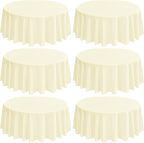 6 Pack Round Tablecloths - 120 Inch, Beige Polyester Table Cover, Stain & Wrinkle Resistant, Washable Table Cloth for Banquet & Parties