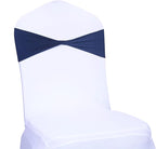 MDS Pack of 50 Spandex Chair Sashes Bows Elastic Stretch Dining Chair Bands Ties Without Slider Buckle Universal fits for Wedding Baby Shower Birthday Party Banquet Event Decoration - Navy Blue