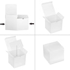 Xxcxpark 48 PCS White Gift Boxes 4x4x4 inches, Decorative Party Favor Gift Packaging Box with Lid for DIY Crafting, Cube, Cupcake, Kraft Present Boxes for Birthday, Wedding, Anniversary