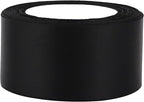 Black Solid Satin Ribbon 2 Inch 25 Yards Solid Polyester Fabric Ribbon for Gift Wrapping Wedding Christmas Baby Shower Birthday Party Decoration Handmade Immortal Flower Craft