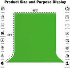 8x10FT Green High Density Fabric Screen Backdrop, Solid Color Photography Background for Video, Studio, Photo, Live, Editing