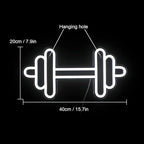 Lucunstar Gym Neon Sign,Barbell Dumbbell Shaped Neon signs White Neon Lights Sign Gym Wall Stickers for Fitness Club Decor LED Neon Sign for Teen Girls Teen Sports Room Game Room Decor