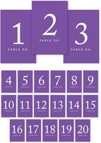 Andaz Press Table Numbers 1-20 on Perforated Paper, Purple, 4x6-inch Single Sided Sign, 1-Set, For Weddings, Graduation