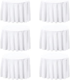 6 Pack White 90 Inch Round Tablecloths. Stain and Winkle Resistant Polyester Washable White Table Cloths for Parties Wedding Dining