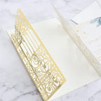 MillaSaw Metallic Gold Gate Invitation for Wedding Marriage Quinceanera Mermaid Anniversary 25 Sets (metallic gold, 4.9"x7.1")
