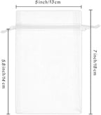 Wudygirl 100pcs 5X7 Inches White Organza Bags Christmas Drawstring Pouches Party Wedding Favor Bags Goodie bags(White 5x7)
