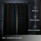 FANLI Ombre Rainbow Blackout Curtains for Kid Girls Bedroom Living Room Darking Stripe Double Layer Star Cut Out Wall Home Decor Gradient Grommet Window Curtains (Pink/Blue, 52W x 84L)