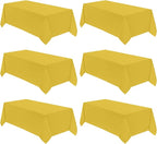 VidaFete Tablecloth 6 Pack 90 * 132inch Rectangle Table Cloth Polyester, Stain Wrinkle Resistant Polyester Dining Table Cover for Kitchen Dinning Party Wedding Rectangular Buffet Decoration(Yellow)