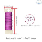 HAHIYO 26Gauge Pink Metal Floral Wire - 3 Rolls, 115 Yards (345 Feet) - Flexible Paddle Wire for Craft, Christmas Wreath, Flower Arrangement, Bouquet Wrapping, Wedding, DIY
