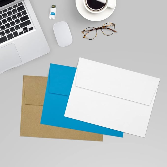 LUXPaper A7 Invitation Envelopes | Peel & Press | 5 1/4" x 7 1/4" | Brilliant White | 80lb. Text | 100% Cotton | 500 Qty