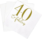 SharkBliss 40 and Fabulous Birthday Cocktail Napkins, 100 Pack Gold 40 and Fabulous Happy Birthday Cocktail Beverage Napkins for His Her Forty 40th Birthday | 2-Ply, 5x5" (40 and Fabulous Napkins)