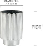 Serene Spaces Living Silver Ribbed Pedestal Glass Votive Holder, Table Centerpiece, Home, Office, Wedding, Birthday, Holiday & Special Events Decor, 3.5" Diameter & 5" Tall, Pack of 24