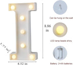 MUMUXI Marquee Light Up Letters | Large Light Up Numbers | Battery Powered and Bright with Every Letter of The Alphabet | for Wedding, Birthday, Party, Celebration, Christmas or Home Decoration (I)