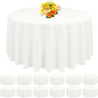 12 Pack Round Tablecloth 90 Inch - Ivory Polyester Table Cloth for Round Table, Premium Ivory Tableclothes Washable Fabric Table Cover for Wedding Party Banquet Restaurant Reception Dining