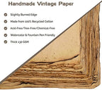 Wanderings Handmade Antique Blank Cards with Slighly Burned Paper Edge - 4"x6" Package of 50 - Mixed Media Cards for Announcements Invitations Crafts - Thick 150 GSM Recycled Paper