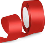 1-1/2 Inch 25 Yards Satin Ribbon Red, Solid Color Fabric Ribbon for Gift Wrapping, Wedding, Polyester Gift Ribbon for Birthday Party Decoration, Craft, Hair, Floral, Sewing
