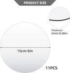 11Pack Round Mirror Centerpieces for Tables, Acrylic Circle Mirror Tiles Non Glass Mirror, for Bedroom Bathroom Living Room Wall Decor Tray Candle Wedding Table Centerpiece Decor, 2mm Thick (6inch)