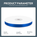 KMER LIFE 3/8" Wide x 50 Yards Royal Blue Single Faced Polyester Satin Ribbon, Royal Blue Satin Ribbon Perfect for Wedding Decor, Wreath, Crafts, Gift Wrapping & Other Projects (Royal Blue)
