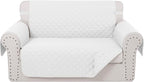 Reversible Loveseat Sofa Covers Couch Cover Furniture Protector(Loveseat Small,White/White)