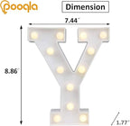 Pooqla LED Marquee Letter Lights, Warm White and Cool White Decorative Lighted Letters, Light Up Alphabet Letters for Boys Girls, Party, Wedding, Bar, Night Light, Birthday Decoration, Letter Y