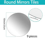 9PCS Round Mirror Tiles for Centerpieces, 10inch Mirror Trays Flat Circle Mirrors for Tables Mirror Centerpieces, Circle Mirror Candle Plates for Table Centerpieces Wedding Party Centerpieces