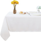 Fitable Rectangle Tablecloth Stain and Wrinkle Resistant Washable Polyester Table Cloth for Buffet Parties and Camping (54x78 inch, White)