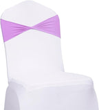 MDS Pack of 10 Spandex Chair Sashes Bows Elastic Stretch Dining Chair Bands Ties Without Slider Buckle Universal fits for Wedding Baby Shower Birthday Party Banquet Event Decoration - Light Purple