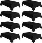 sancua 8 Pack Black Tablecloth 60 x 102 Inch, Rectangle Table Cloth for 6 Feet Tables - Stain and Wrinkle Resistant Washable Polyester Table Cover for Dining Tables, Buffet Parties and Camping