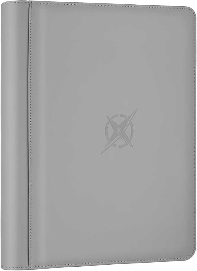 Trading Card Binder, Card Binder 9 Pocket for Trading Cards, Holds 540 Cards, Zippered Premium Card Collection Binder Album for Game Card, Sports Card, Yugioh, MTG (Carbon ash)