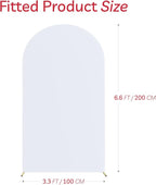 Arch Backdrop Stand Cover 6.6Ft White Thick Spandex Fabric Arch Backdrop Cover High Elasticity Fitted Round Top for Wedding Birthday Party Baby Shower Garden Decoration