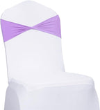 MDS Pack of 200 Spandex Chair Sashes Bows Elastic Stretch Dining Chair Bands Ties Without Slider Buckle Universal fits for Wedding Baby Shower Birthday Party Banquet Event Decoration - Lavender