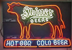 Neon Signs Compatible for Shiner Beer Hot Bbq Cold Beer,Real Handmade Neon Light for Office Hotel Pub Cafe Birthday Party Man Cave Neon Light Art Wall Lights 24 X 20 Inches