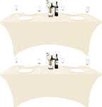 2-Pack 4ft Spandex Table Covers for Rectangular Folding Tables - Wrinkle Resistant Stretch Tight Table Cloths - Ultimate Fitted Table Protector for Parties, Banquet, and Wedding