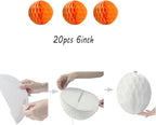 20pcs Honeycomb Flower Balls - Party Decor, Tissue Paper Pom Poms (6inch, Orange)