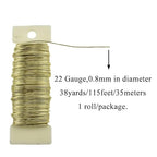 HAHIYO 22Gauge Golden Floral Wire - 1 Roll, 38 Yards (115 Feet) Flexible Paddle Wire for Crafts, Christmas Wreaths, Tree & Flower Arrangement, Bouquet Wrapping, Wedding DIY