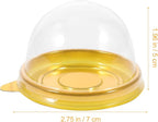 NUOBESTY Individual Cupcake Boxes, 100pcs Golden Tray Round Plastic Transparent Dome Cupcake Boxes Egg-Yolk Puff Food Container Single Mooncake Dome Boxes Baking Packing Box |2.75x2.75x1.96 inch