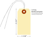 SmartSign Blank Manila Shipping Tags with Wire, Size-3, Pack of 1000, 13pt Thick Prewired Cardstock Tag, 3.75 x 1.875 inch Paper Hang Tags with Reinforced Fiber Patch