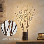 Hairui Twig Branches with Fairy LED Lights 18IN 70LED Battery Operated Lighted Brown Willow Branches for Home Witner Christmas Decoration Indoor Outdoor Use (Vase Excluded)