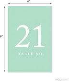 Andaz Press Mint Green Wedding Table Numbers 21-40, 4x6-Inches Table Number Cards For Wedding Reception Table Number For Seating Chart For Wedding Reception, Restaurant, Classroom, Boda