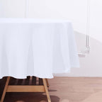 Efavormart Round Tablecloth, 90 Inch Stain & Wrinkle Resistant Washable Table Cloth, Decorative Polyester Fabric Table Cover for Banquet, Wedding, Dining- White